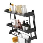 Ejoyous Duş Caddy, Duvara Monte Paslanmaz Çelik Banyo Saklama Kapısı Tuvalet Mutfak için, Tek Katmanlı Siyah Asılı Aksesuarlar 60 cm (60 cm Çift