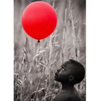 Ekart Afrikalı Çocuk Ve Kırmızı Uçan Balon Model Mdf tablo 50 cm x 70 cm