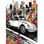 Ekart Beyaz Kaplumbağa Araba Art Mdf Poster 35 cm x 50 cm