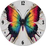 Ekart Gökkuşağı Kelebeği Analog Duvar Saati