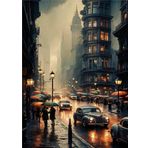 Ekart Gün Batımı Ve Retro Arabalar Modern Ahşap Tablo 35 cm x 50 cm