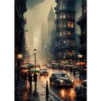 Ekart Gün Batımı Ve Retro Arabalar Modern Ahşap Tablo 50 cm x 70 cm