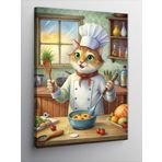 Ekart Kanvas Tablo Aşçı Kedi Mutfakta