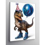 Ekart Kanvas Tablo Mavi Balonlu Dinozor