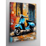 Ekart Kanvas Tablo Mavi Scooter Motor
