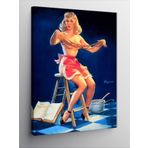 Ekart Kanvas Tablo Pin Up Kızı Mutfakta