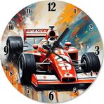 Ekart Kırmızı F1 Yarış Arabası Tasarım Duvar Saati