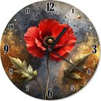 Ekart Kırmızı Gelincik Çiçeği Analog Duvar Saati