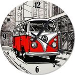 Ekart Kırmızı Retro Minibüs Dekoratif Duvar Saati