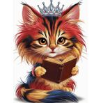 Ekart Kitap Okuyan Prenses Kedi Hediyelik Mdf Tablo 35 cm x 50 cm