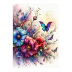 Ekart Mavi Kelebekler Ve Çiçekler Hediyelik Mdf Tablo 25 cm x 35 cm