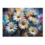 Ekart Papatyalar Ve Renkli Boyalar Dekoratif Mdf Tablo 50 cm x 70 cm
