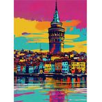 Ekart Pop Art Galata Kulesi Dekoratif ahşap Tablo 35 cm x 50 cm