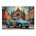 Ekart Retro Kaplumbağa Araba Model Ahşap Tablo 50 cm x 70 cm