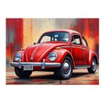 Ekart Retro Kırmızı Kaplumbağa Araba Model Ahşap Tablo 50 cm x 70 cm