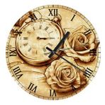 ekart Retro Saat Ve Güller Analog Duvar Saati