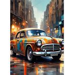 Ekart Şehirde Klasik Araba Art Mdf Poster 50 cm x 70 cm