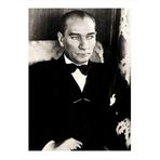 Ekart Siyah Beyaz Mustafa Kemal Atatürk Mdf Tablo 35 cm x 50 cm