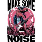 Ekart T-Rex Elektro Gitar Çalıyor Dekoratif ahşap Tablo 25 cm x 35 cm