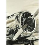 Ekart Tek Pervaneli Uçak Model Mdf tablo 35 cm x 50 cm