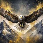 Ekart Uçan Kartal Ve Dağlar Tasarım Ahşap Tablo 35 cm x 50 cm