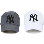 EKE TEKSTİL 2'li Beyzbol Ny New York Şapka - Standart - Beyaz - Gri