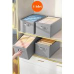 Ekici home textile 4adet lüx-Dolap Içi Düzenleyici, Raf Düzenleyici, Katlanabilir Kıyafet Saklama Kutusu-45cmx25cmx20cm