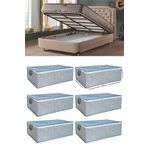 Ekici home textile 6 Adet Çizgili Baza Tipi Hurc - Baza Altı Büyük Boy Saklama hurcu 65 X 45 X 22 Cm EKİCİHOME0008-6