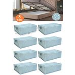 Ekici home textile 8 Adet puantiye desenli -Çekyat Baza Tipi Hurc - Baza Altı Saklama hurcu 64 X 45 X 22 Cm Mavi