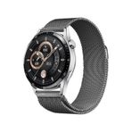 Ekılıf Huawei Watch GT3 BAND-12 46 mm 20 mm Gri Uyumlu Metal Hasır Kordon
