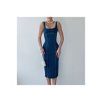 Ekim Store Askılı Fermuarlı Denim Elbise