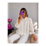 Ekim Store Beyaz Keten Dantelli Prenses Gömlek