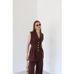 Ekim Store Büzgülü Düğmeli Blazer Yelek Ceket