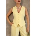 Ekim Store Crop Blazer Yelekli Pantolonlu Takım