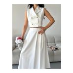 Ekim Store Düğmeli Kruvaze Yaka Ikili Blazer Yelekli Etekli Takım