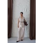 Ekim Store Keten Kemerli İkili Yelekli Blazer Takım