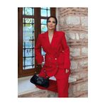 Ekim Store Roses Gül Kemerli İkili Blazer Takım