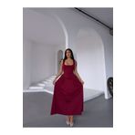 Ekim Store Yeni Sezon Bordo Kalın Askılı Maxi Elbise