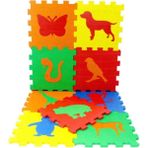 Ekim Toys 9 Parça Büyük Boy Hayvan Desenli Eva Oyun Karosu Yer Matı Puzzle - Çok Renkli - 33 x 33 cm