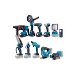 ekinler el aletleri Akülü 11li Set (Led Işık, Lazer Metre, Somun Sıkma, Dekupaj, Oto Yıkama, Dal Makası..... EEA458