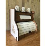Ekmeklik New Bread Box,havlu Peçetelik(Saklama Gözlü, Baharatlık Rafı, Dekoratif Demonte - Ceviz