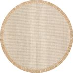 Eko Halı Brooklyn Brk 01 Cream Sılver Yuvarlak Hasır Görünümlü Kaymaz Modern Şık Dokuma Kilim - 155 x 155 cm - Bej - Gri