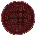 Eko Halı Buhari BHR03 Red Yuvarlak Yağcıbedir Desenli Hav Toz Vermez Yıkanabilir Kaymaz Ince Dokuma Halı - Bordo - 120 x 120 cm