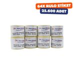 Eko Termal Etiket(Sürsajlı) 40mm x 20mm Toplam 25.600 Adet 64 Rulo, Ruloda 400 lü Sarılmış 40mm Kuka Çapında Örtücü Kapatma Etiketi Taşınabilir Barkod Yazıcılar ile Uyumlu