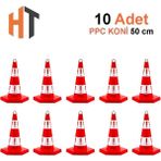Eko Trafik Konisi 50 cm Trafik Dubası-10 Adet - Kırmızı - Beyaz