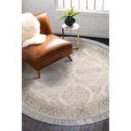 Eko Trend Djt Banyo Paspası Yıkanabilir Kaymaz Taban 1376 Yuvarlak Klasik 1376-Trend-Banyo-Yuvarlak, Vizon, 120 x 120
