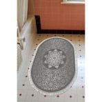 Eko Trend Djt Banyo Paspası Yıkanabilir Kaymaz Taban 1448 Oval Osmanlı 1448-Trend-Banyo-Oval, Gümüş, 80 x 120