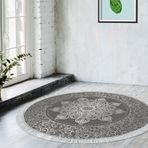 Eko Trend DJT Banyo Paspası Yıkanabilir Kaymaz Taban 1448 Yuvarlak Osmanlı Gümüş