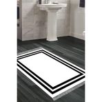 Eko Trend Djt Banyo Paspası Yıkanabilir Kaymaz Taban 1696 Bordürlü 1696-Trend-Banyo, Siyah-Beyaz, 80 x 120