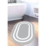 Eko Trend Djt Banyo Paspası Yıkanabilir Kaymaz Taban 2229m Oval Bordürlü 2229M-Trend-Banyo-Oval, Gri-Beyaz, 80 x 120
